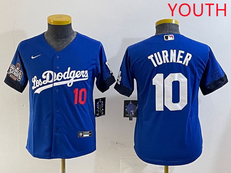 Youth Los Angeles Dodgers #10 Turner Blue City Edition 2025 Nike MLB Jersey style 2->youth mlb jersey->Youth Jersey